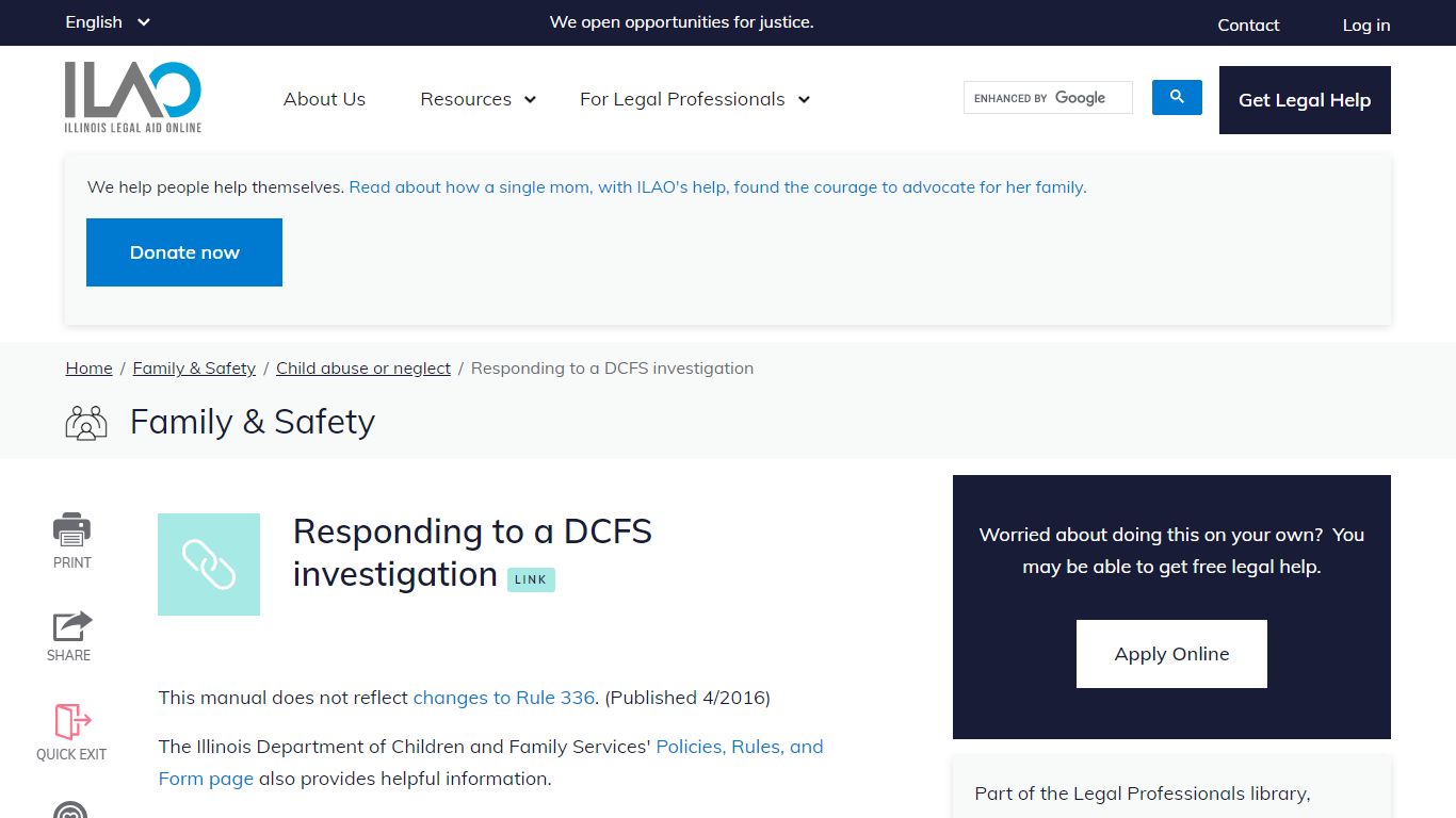 Responding to a DCFS investigation | Illinois Legal Aid Online